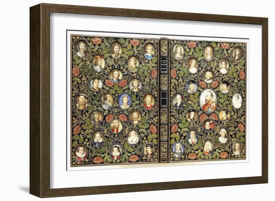 Upper and Lower Covers with 39 Miniature Portraits-null-Framed Giclee Print