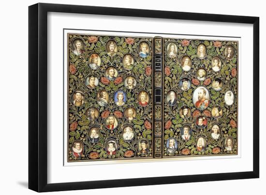 Upper and Lower Covers with 39 Miniature Portraits-null-Framed Giclee Print