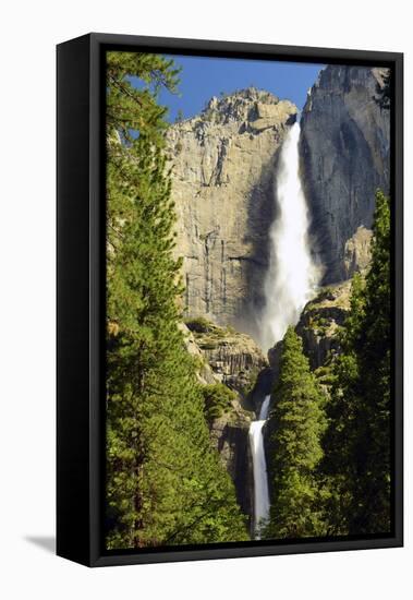 Upper and Lower Yosemite Falls, Merced River, Yosemite NP, California-Michel Hersen-Framed Stretched Canvas