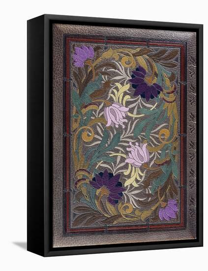 Upper Book Cover, with Semi-Naturalistic Design of Lotuses and Honeysuckle Flowerheads, 1886-null-Framed Stretched Canvas