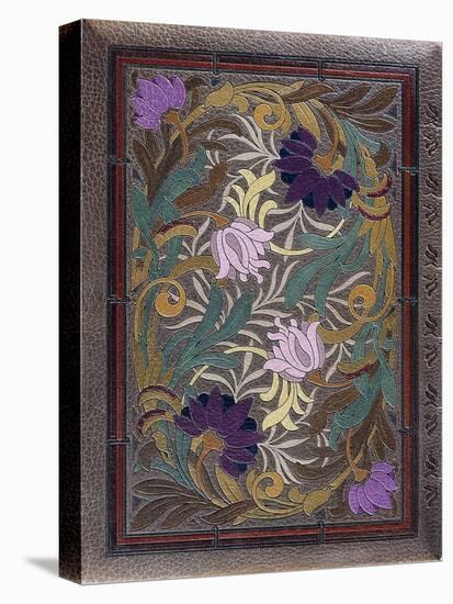 Upper Book Cover, with Semi-Naturalistic Design of Lotuses and Honeysuckle Flowerheads, 1886-null-Stretched Canvas