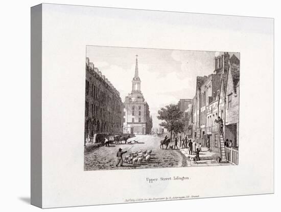 Upper Street, Islington, London, 1819-Augustus Charles Pugin-Stretched Canvas