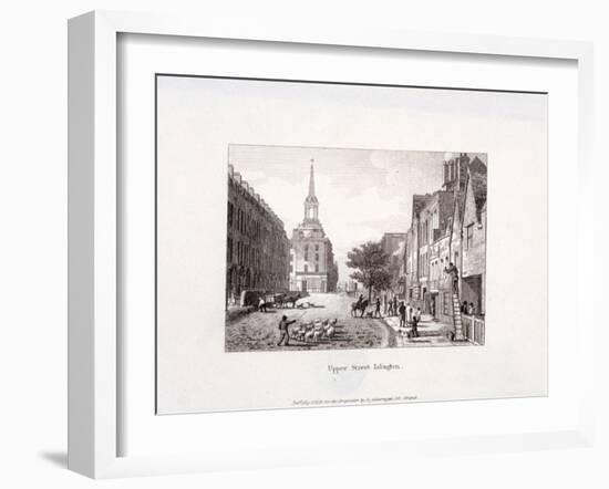 Upper Street, Islington, London, 1819-Augustus Charles Pugin-Framed Giclee Print