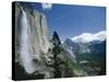Upper Yosemite Falls Cascades Down the Sheer Granite Walls of Yosemite Valley-Robert Francis-Stretched Canvas