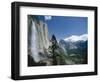 Upper Yosemite Falls Cascades Down the Sheer Granite Walls of Yosemite Valley-Robert Francis-Framed Photographic Print