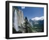 Upper Yosemite Falls Cascades Down the Sheer Granite Walls of Yosemite Valley-Robert Francis-Framed Photographic Print