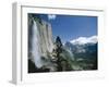 Upper Yosemite Falls Cascades Down the Sheer Granite Walls of Yosemite Valley-Robert Francis-Framed Photographic Print