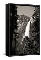 Upper Yosemite Falls in Monochrome-Michele Yamrick-Framed Stretched Canvas