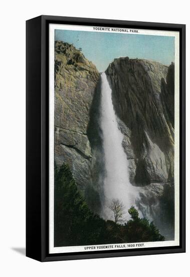 Upper Yosemite Falls - Yosemite, CA-Lantern Press-Framed Stretched Canvas