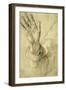 Upraised Right Hand, with Palm Facing Outward: Study for Saint Peter, 1518-20-Raphael-Framed Giclee Print