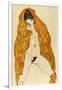 Upright Nude with Spread Legs and Yellow-Brown Shawl, 1914-Egon Schiele-Framed Giclee Print