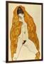 Upright Nude with Spread Legs and Yellow-Brown Shawl, 1914-Egon Schiele-Framed Giclee Print