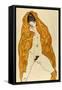 Upright Nude with Spread Legs and Yellow-Brown Shawl, 1914-Egon Schiele-Framed Stretched Canvas