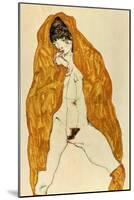 Upright Nude with Spread Legs and Yellow-Brown Shawl, 1914-Egon Schiele-Mounted Giclee Print