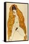 Upright Nude with Spread Legs and Yellow-Brown Shawl, 1914-Egon Schiele-Framed Stretched Canvas