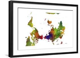 Upside Down Map of the World CLR 1-Marlene Watson-Framed Giclee Print