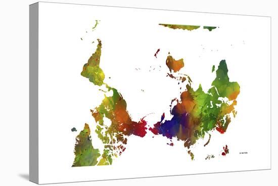 Upside Down Map of the World CLR 1-Marlene Watson-Stretched Canvas