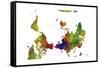 Upside Down Map of the World CLR 1-Marlene Watson-Framed Stretched Canvas