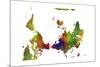 Upside Down Map of the World CLR 1-Marlene Watson-Mounted Giclee Print