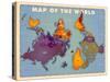 Upside Down Map of the World-American Flat-Stretched Canvas