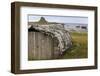 Upturned Weathered Boat Hut with Lindisfarne Castle and Fishing Boats at Low Tide, Holy Island-Eleanor Scriven-Framed Photographic Print