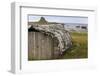 Upturned Weathered Boat Hut with Lindisfarne Castle and Fishing Boats at Low Tide, Holy Island-Eleanor Scriven-Framed Photographic Print