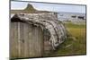 Upturned Weathered Boat Hut with Lindisfarne Castle and Fishing Boats at Low Tide, Holy Island-Eleanor Scriven-Mounted Photographic Print