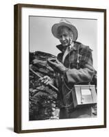 Uranium Prospector Clarence Cody Using Homemade Geiger Counter-Francis Miller-Framed Photographic Print