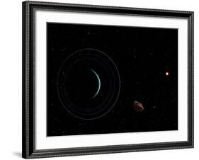 Uranus and Most of its Nine Major Rings Along with the Distant Sun and an Inner Satellite-null-Framed Photographic Print