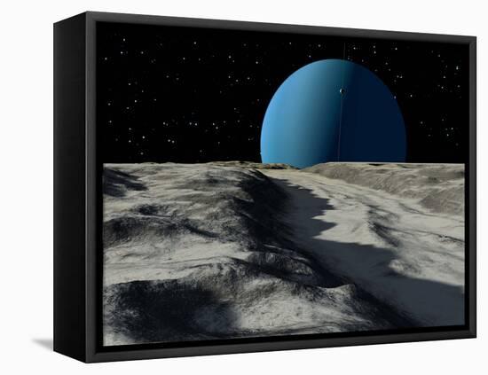 Uranus Seen from the Surface of its Moon, Ariel-Stocktrek Images-Framed Stretched Canvas