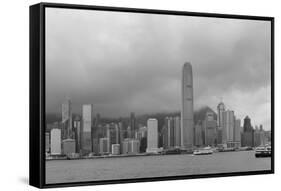 Urban Architecture in Hong Kong Victoria Harbor with City Skyline and Cloud in the Day in Black And-Songquan Deng-Framed Stretched Canvas