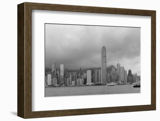 Urban Architecture in Hong Kong Victoria Harbor with City Skyline and Cloud in the Day in Black And-Songquan Deng-Framed Photographic Print