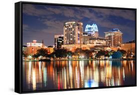 Urban Architecture with Orlando Downtown Skyline over Lake Eola at Dusk-Songquan Deng-Framed Stretched Canvas