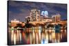 Urban Architecture with Orlando Downtown Skyline over Lake Eola at Dusk-Songquan Deng-Stretched Canvas