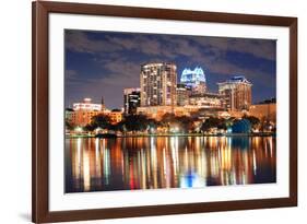 Urban Architecture with Orlando Downtown Skyline over Lake Eola at Dusk-Songquan Deng-Framed Photographic Print