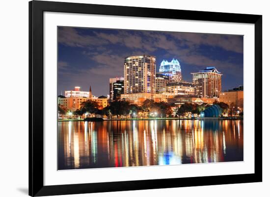 Urban Architecture with Orlando Downtown Skyline over Lake Eola at Dusk-Songquan Deng-Framed Photographic Print