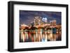 Urban Architecture with Orlando Downtown Skyline over Lake Eola at Dusk-Songquan Deng-Framed Photographic Print