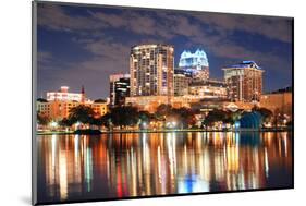 Urban Architecture with Orlando Downtown Skyline over Lake Eola at Dusk-Songquan Deng-Mounted Photographic Print