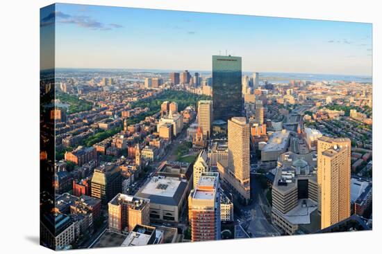 Urban City Aerial View. Boston Aerial View with Skyscrapers at Sunset with City Downtown Skyline.-Songquan Deng-Stretched Canvas