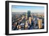 Urban City Aerial View. Boston Aerial View with Skyscrapers at Sunset with City Downtown Skyline.-Songquan Deng-Framed Photographic Print