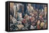 Urban City Architecture Background. New York City Manhattan Skyline Aerial View with Street and Sky-Songquan Deng-Framed Stretched Canvas
