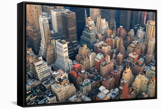 Urban City Architecture Background. New York City Manhattan Skyline Aerial View with Street and Sky-Songquan Deng-Framed Stretched Canvas