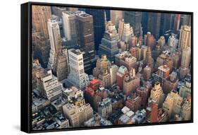 Urban City Architecture Background. New York City Manhattan Skyline Aerial View with Street and Sky-Songquan Deng-Framed Stretched Canvas