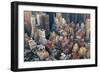 Urban City Architecture Background. New York City Manhattan Skyline Aerial View with Street and Sky-Songquan Deng-Framed Photographic Print