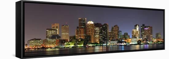 Urban City Night Scene Panorama from Boston Massachusetts.-Songquan Deng-Framed Stretched Canvas