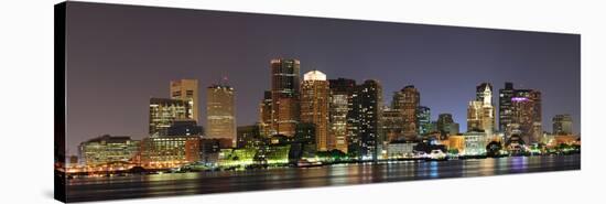 Urban City Night Scene Panorama from Boston Massachusetts.-Songquan Deng-Stretched Canvas
