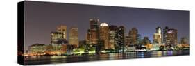 Urban City Night Scene Panorama from Boston Massachusetts.-Songquan Deng-Stretched Canvas