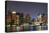 Urban City Night Scene Panorama from Boston Massachusetts.-Songquan Deng-Stretched Canvas