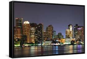 Urban City Night Scene Panorama from Boston Massachusetts.-Songquan Deng-Framed Stretched Canvas