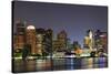 Urban City Night Scene Panorama from Boston Massachusetts.-Songquan Deng-Stretched Canvas